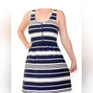J. Crew Striped Navy and White Midi Dress